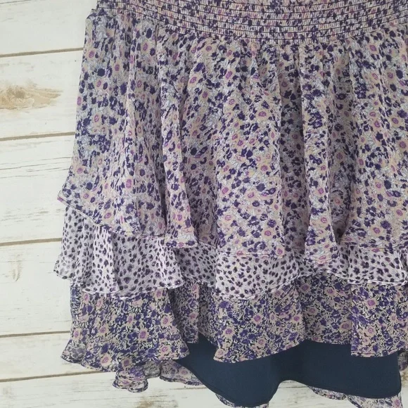 Joie Tiarella purple floral silk mini skirt - Picture 5 of 8
